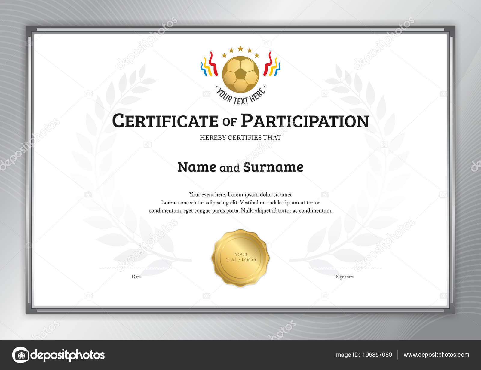Football Award Certificate | Certificate Template Football For Football Certificate Template