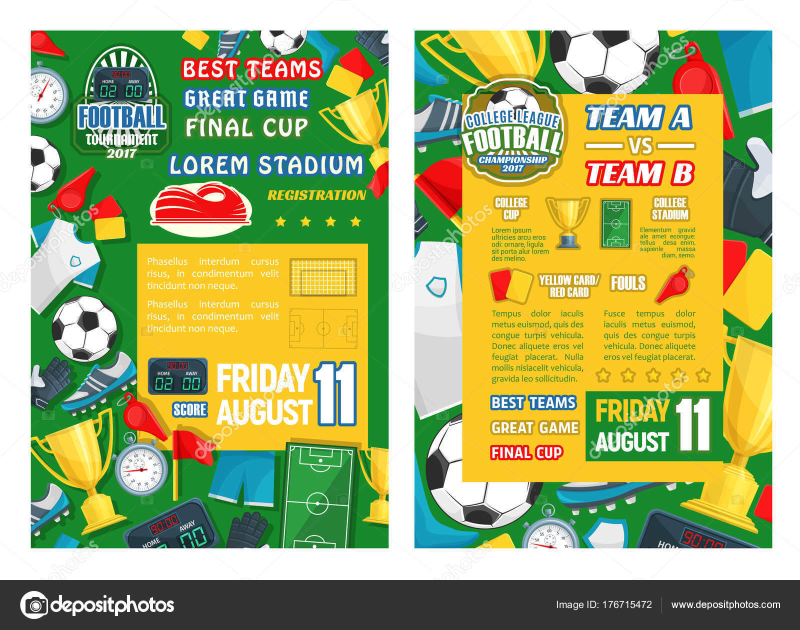 Football Or Soccer Sport Tournament Match Banner — Stock Pertaining To Soccer Referee Game Card Template