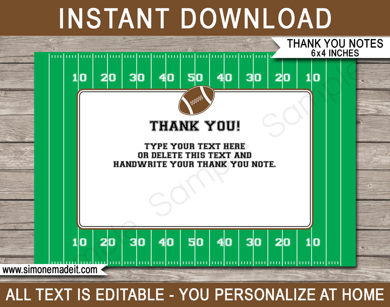 Football Party Thank You Cards Template With Soccer Thank You Card Template