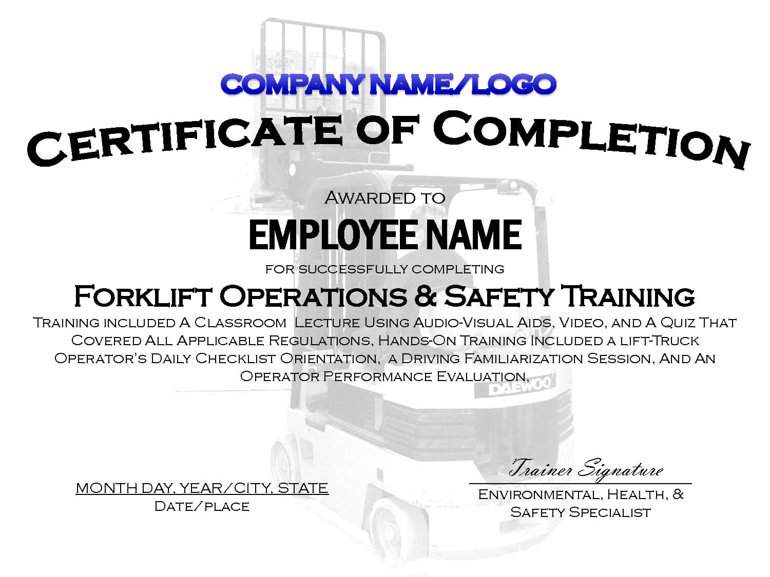 Forklift Certificate Templates – Zohre.horizonconsulting.co With Regard To Forklift Certification Card Template