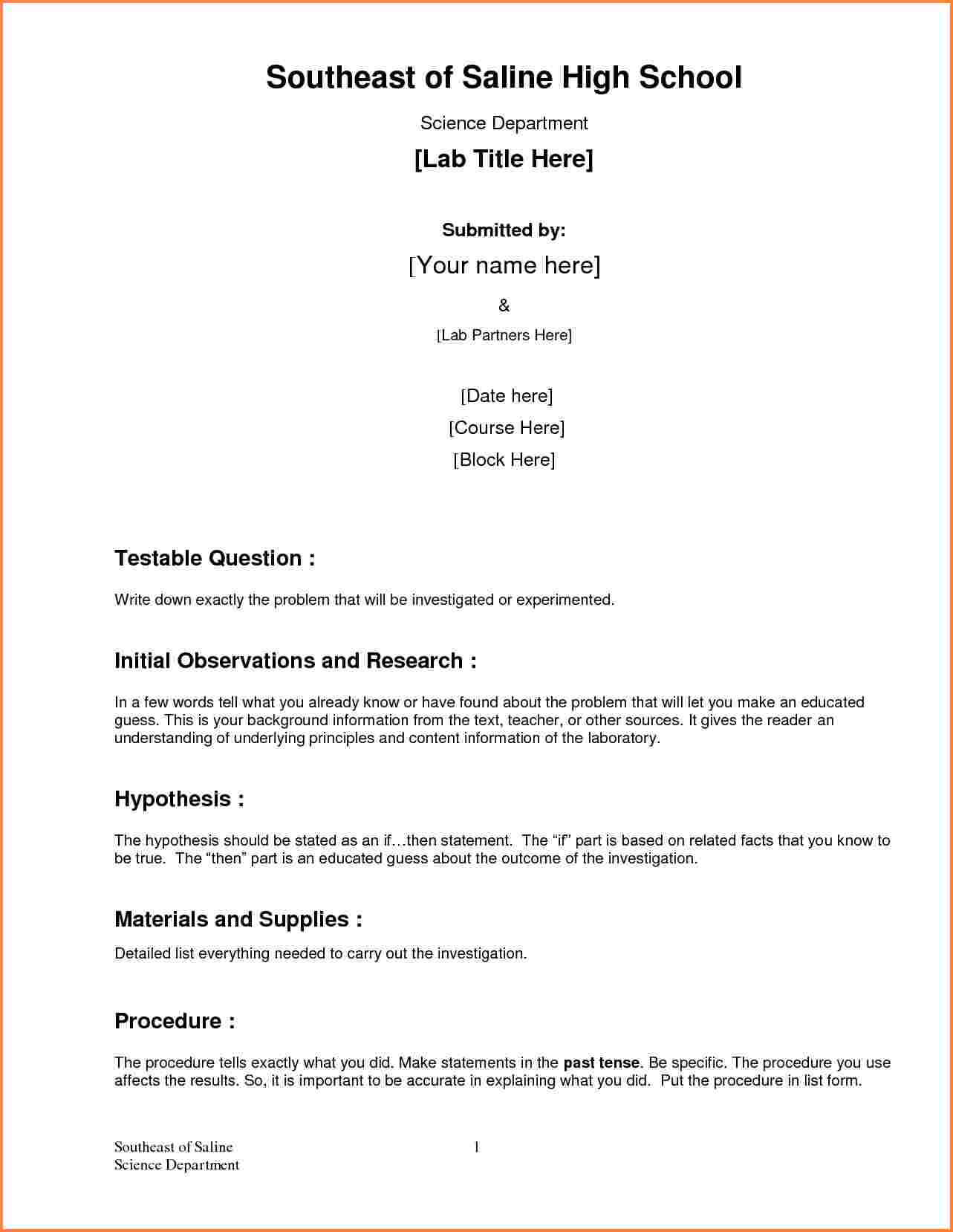 Formal Lab Report Format – Yatay.horizonconsulting.co With Science Experiment Report Template