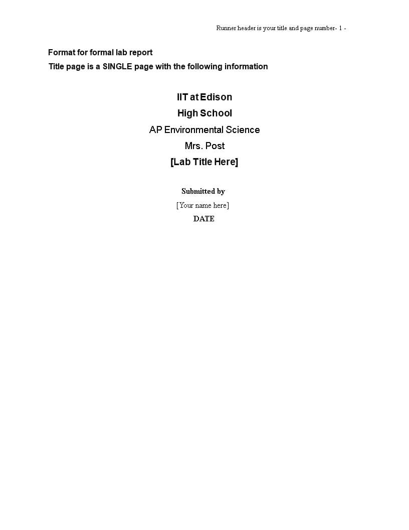 Formal Lab Report | Templates At Allbusinesstemplates Inside Formal Lab Report Template