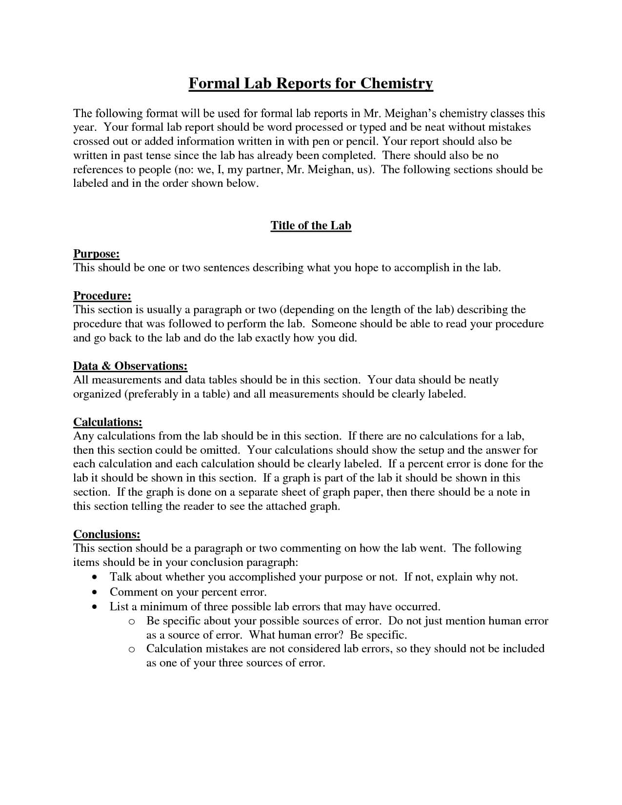 Formal Lab Reports For Chemistry : Biological Science Regarding Chemistry Lab Report Template