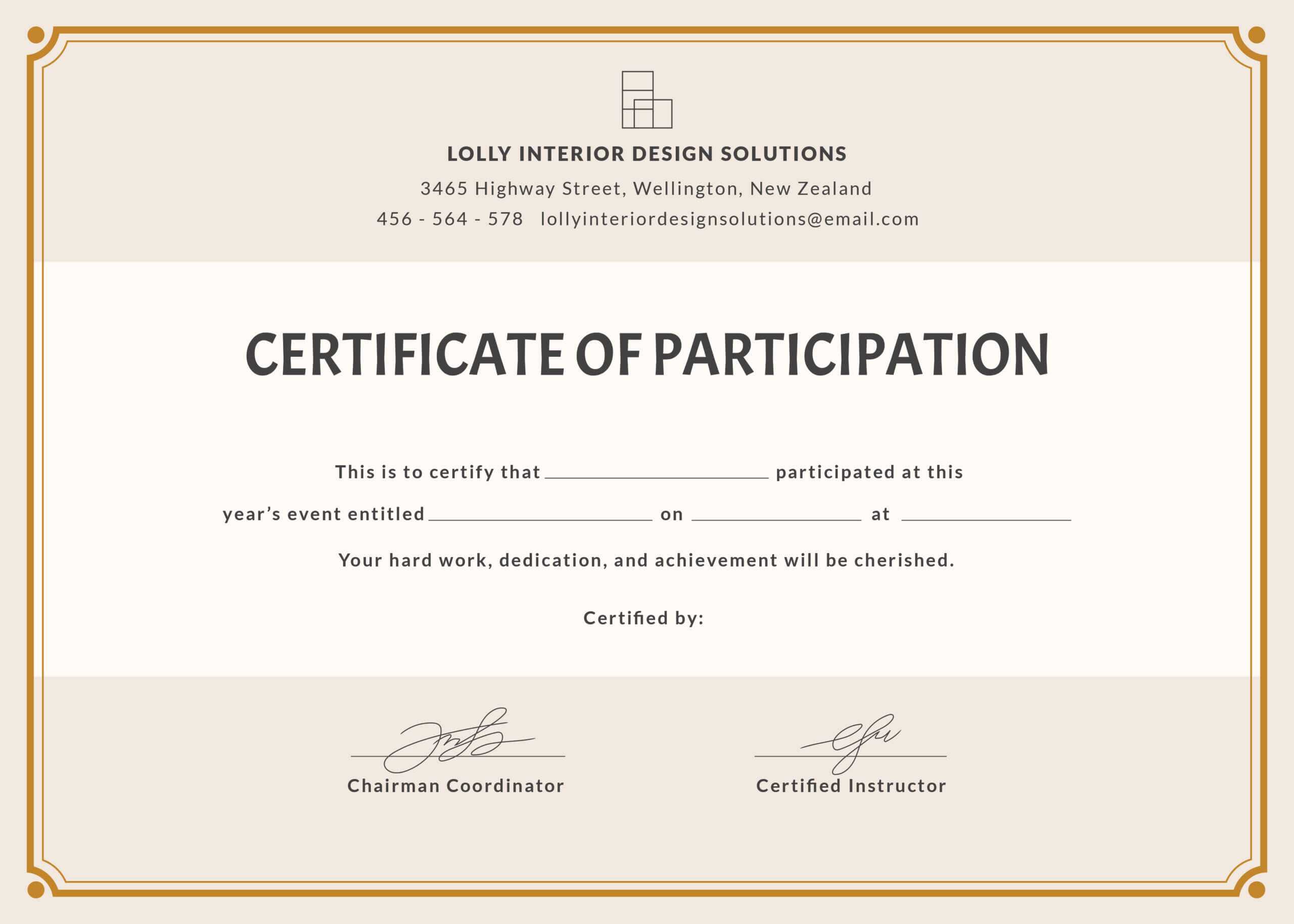 Format For Certificate Of Participation - Yatay With Regard To Templates For Certificates Of Participation