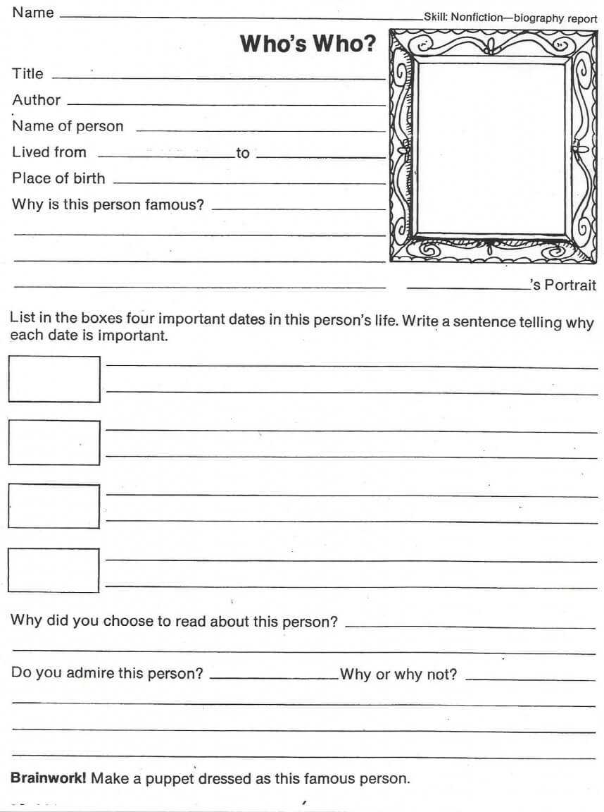 Formidable Biography Book Report Template Ideas 5Th Grade Regarding Biography Book Report Template