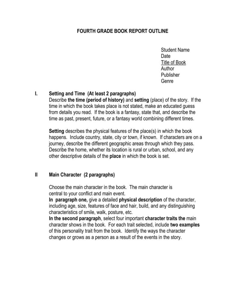 Fourth Grade Book Report Outline Throughout 4Th Grade Book Report Template