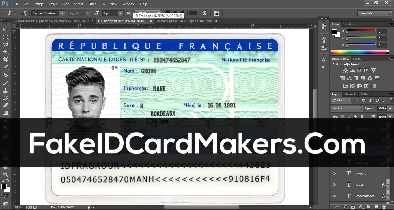 France Id Card Template Psd [Fake Driver License] Regarding French Id Card Template