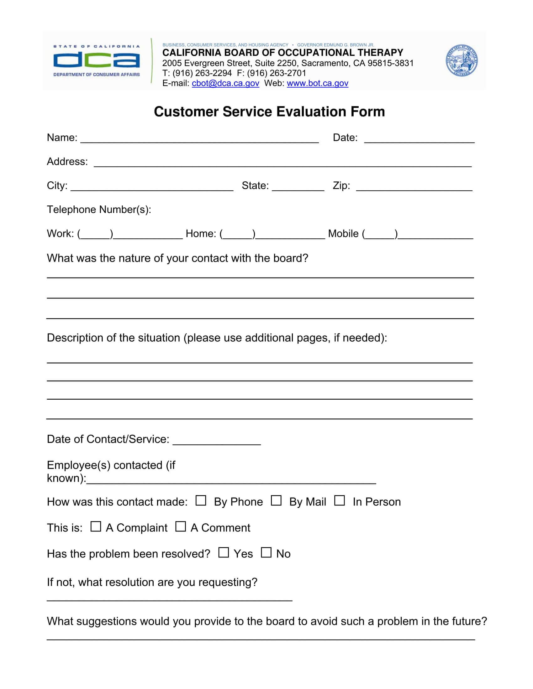 Free 14+ Customer Service Evaluation Forms | Pdf Intended For Blank Evaluation Form Template
