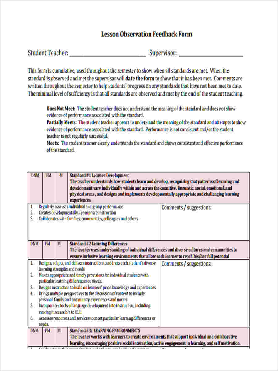 Free 14+ Sample Teacher Feedback Forms In Pdf | Word Intended For Student Feedback Form Template Word
