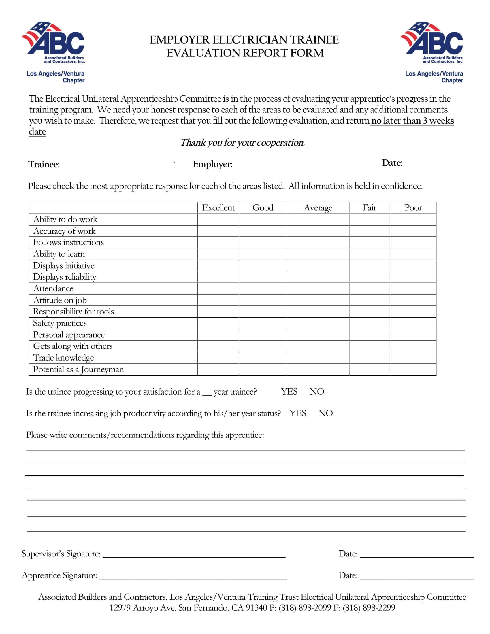 Free 14+ Trainee Evaluation Forms In Word | Pdf In Training Feedback Report Template