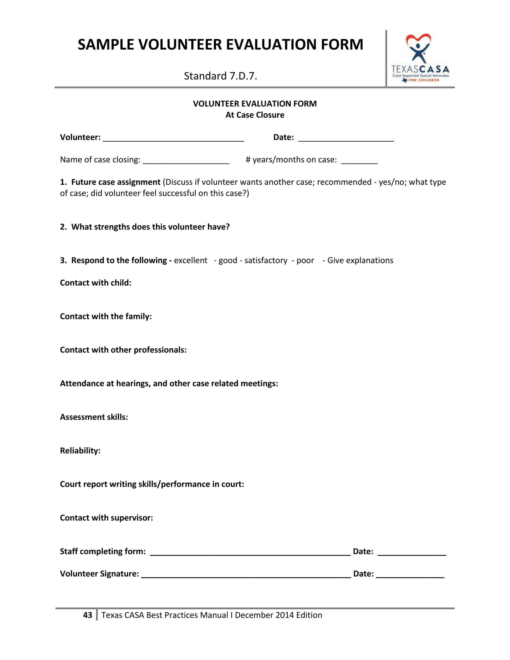 Free 14+ Volunteer Evaluation Forms | Pdf Intended For Blank Evaluation Form Template