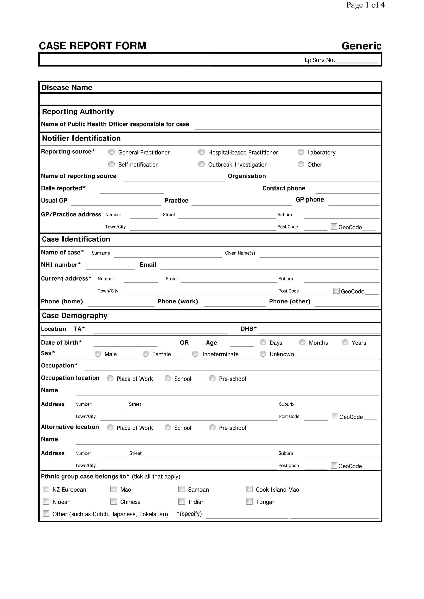 Free 15+ Case Report Forms In Pdf | Doc Throughout Case Report Form Template Clinical Trials