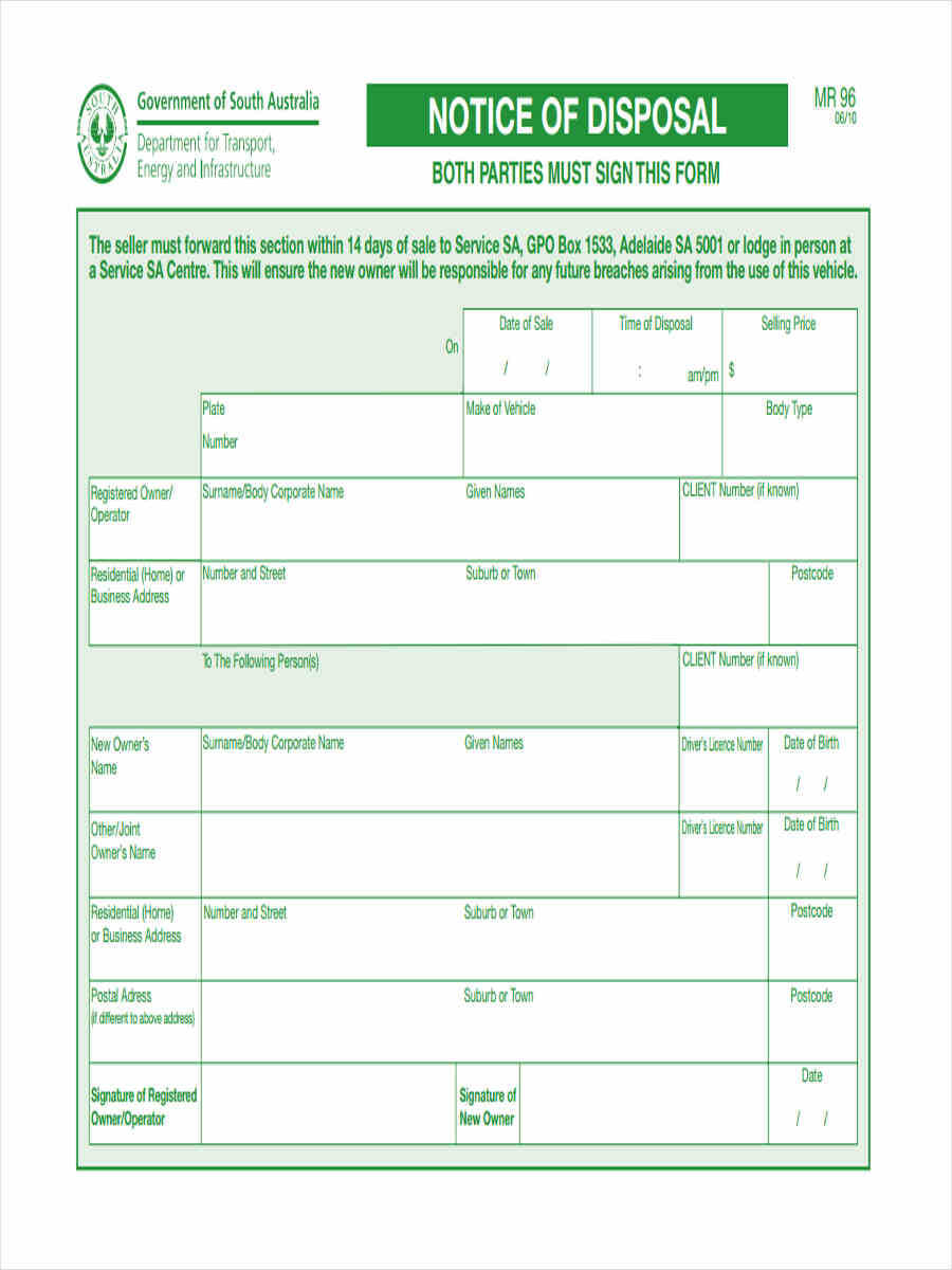Free 5+ Notice Of Disposal Forms In Word | Pdf For Certificate Of Disposal Template