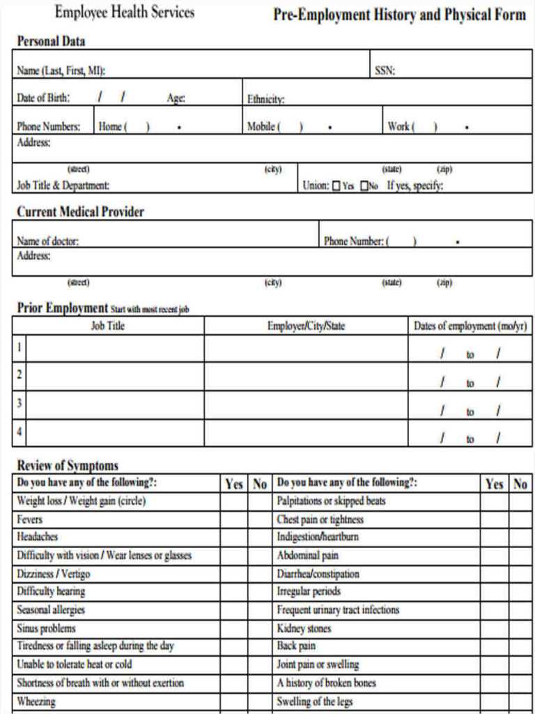 Free 5+ Work Physical Form In Sample, Example, Format within History