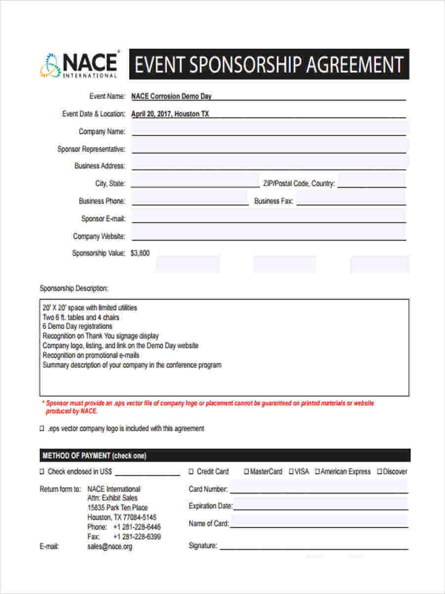 Free 6+ Sample Event Sponsorship Forms In Word | Pdf With Regard To Sponsor Card Template