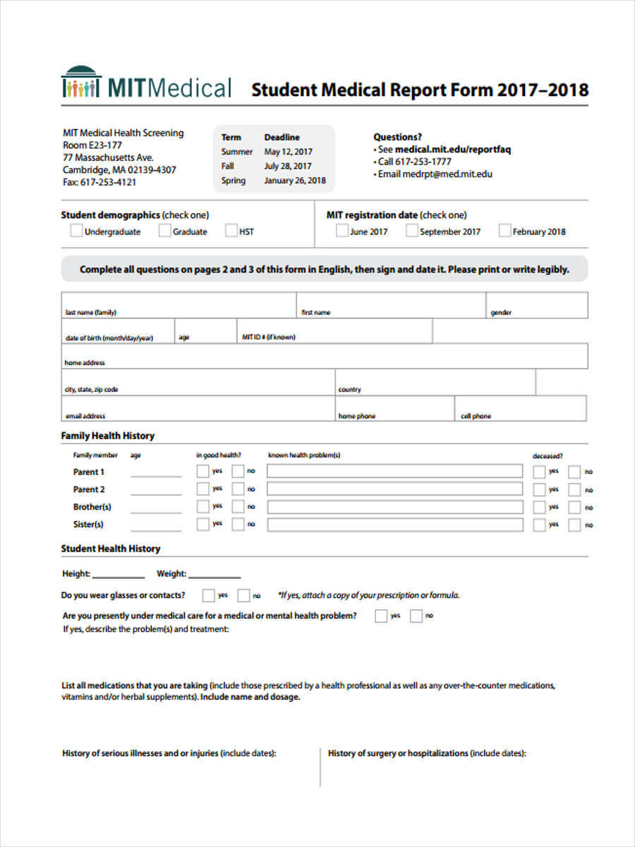 Free 7+ Medical Report Forms In Samples, Examples, Formats For Medical Report Template Doc