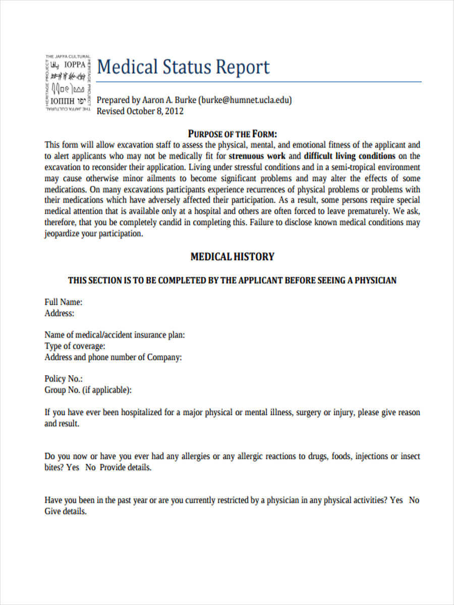 Free 7+ Medical Report Forms In Samples, Examples, Formats Within Medical Legal Report Template