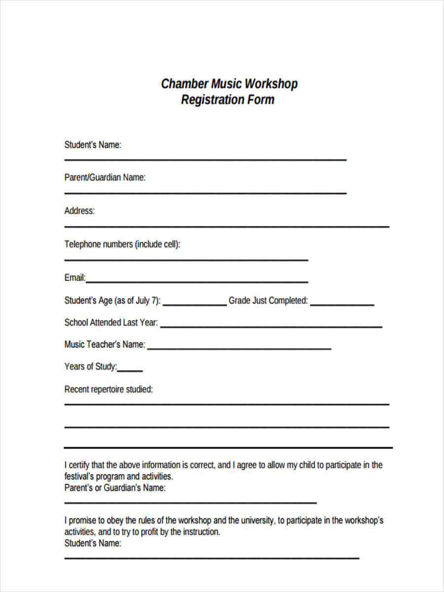 Free 9+ Workshop Registration Forms In Sample, Example, Format Intended For Seminar Registration Form Template Word