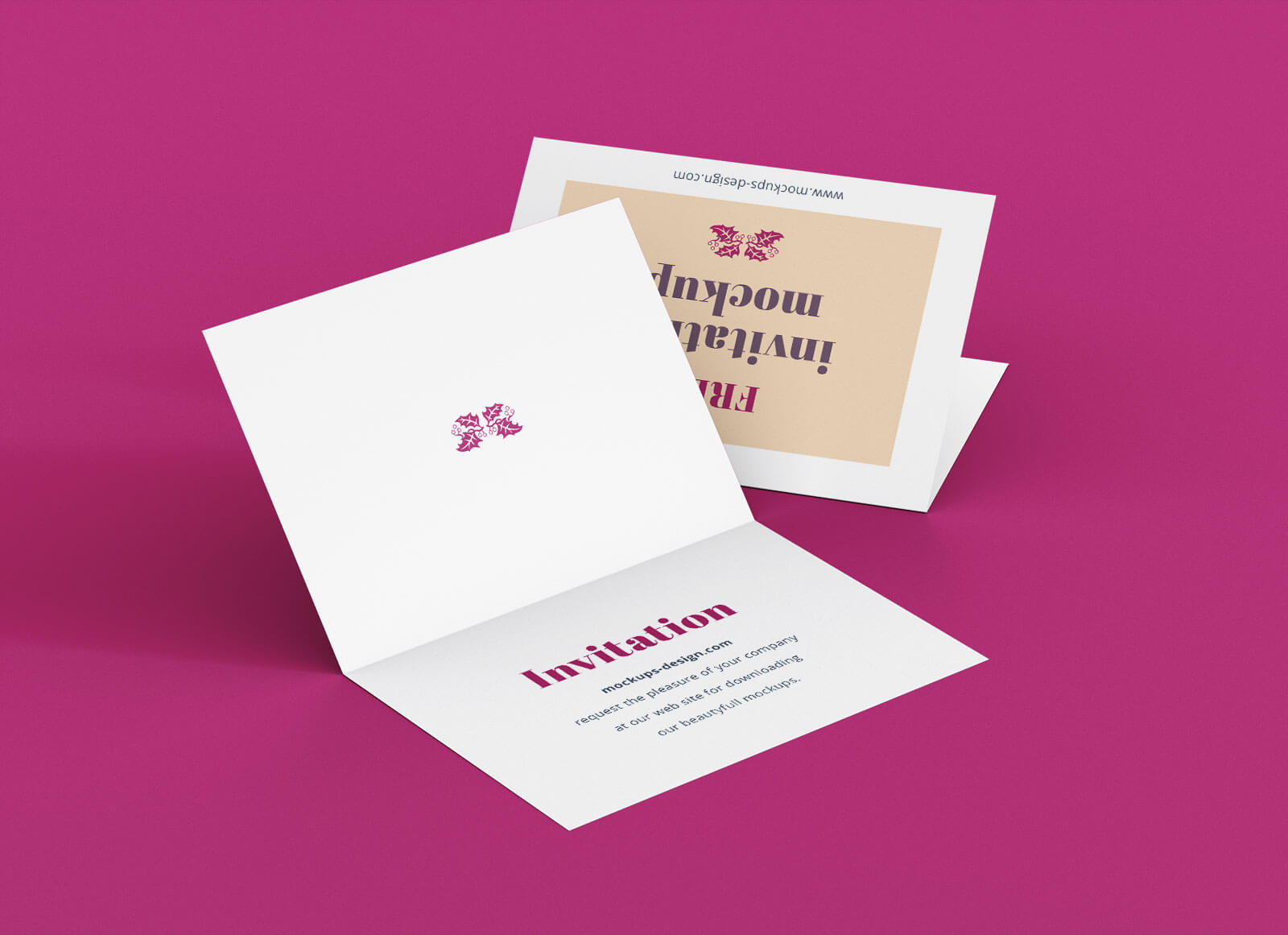 Free A7 Bi Fold Greeting / Invitation Card Mockup Psd Set In Card Folding Templates Free