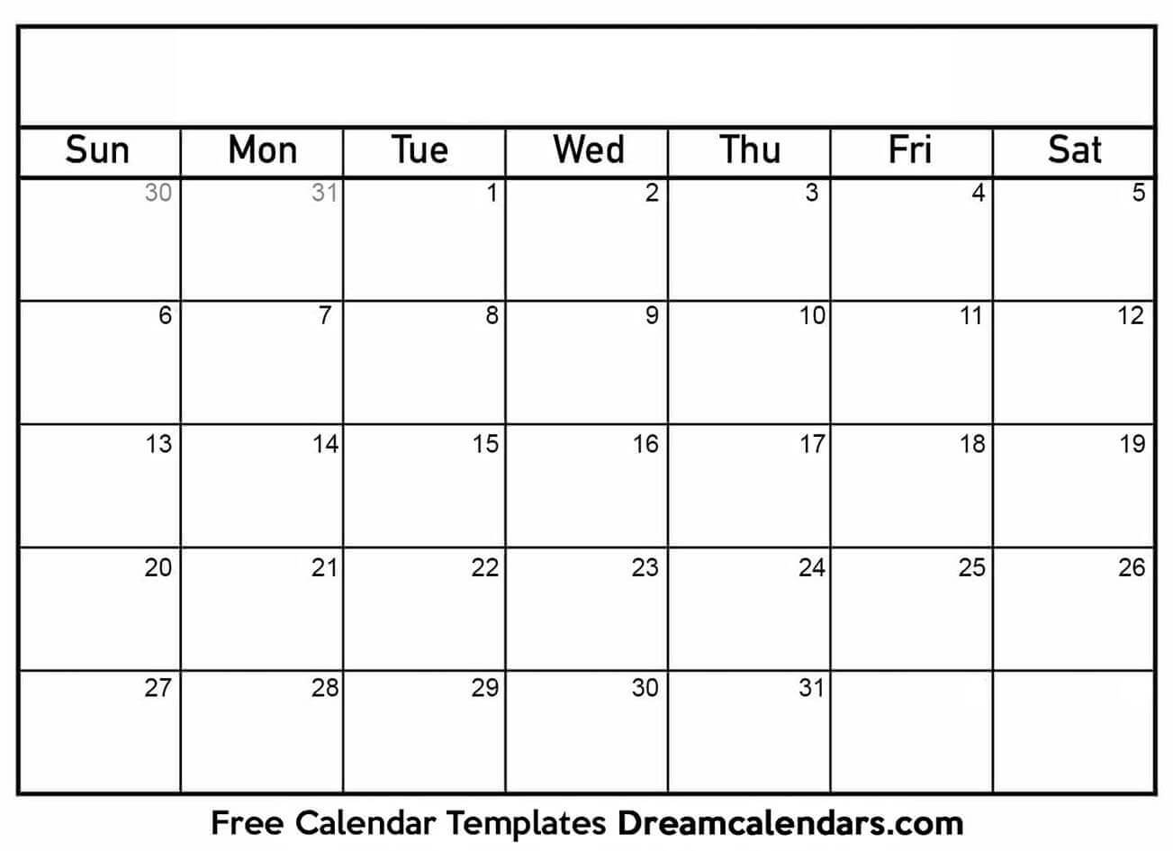 Free Blank Calendar Printable – Topa.mastersathletics.co Intended For Blank Calander Template