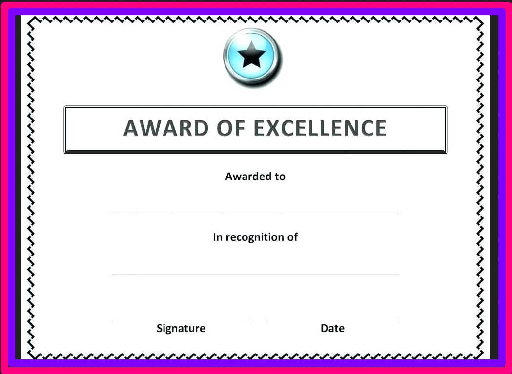 Free Blank Certificate Templates For Word | Business Letters Regarding Award Of Excellence Certificate Template