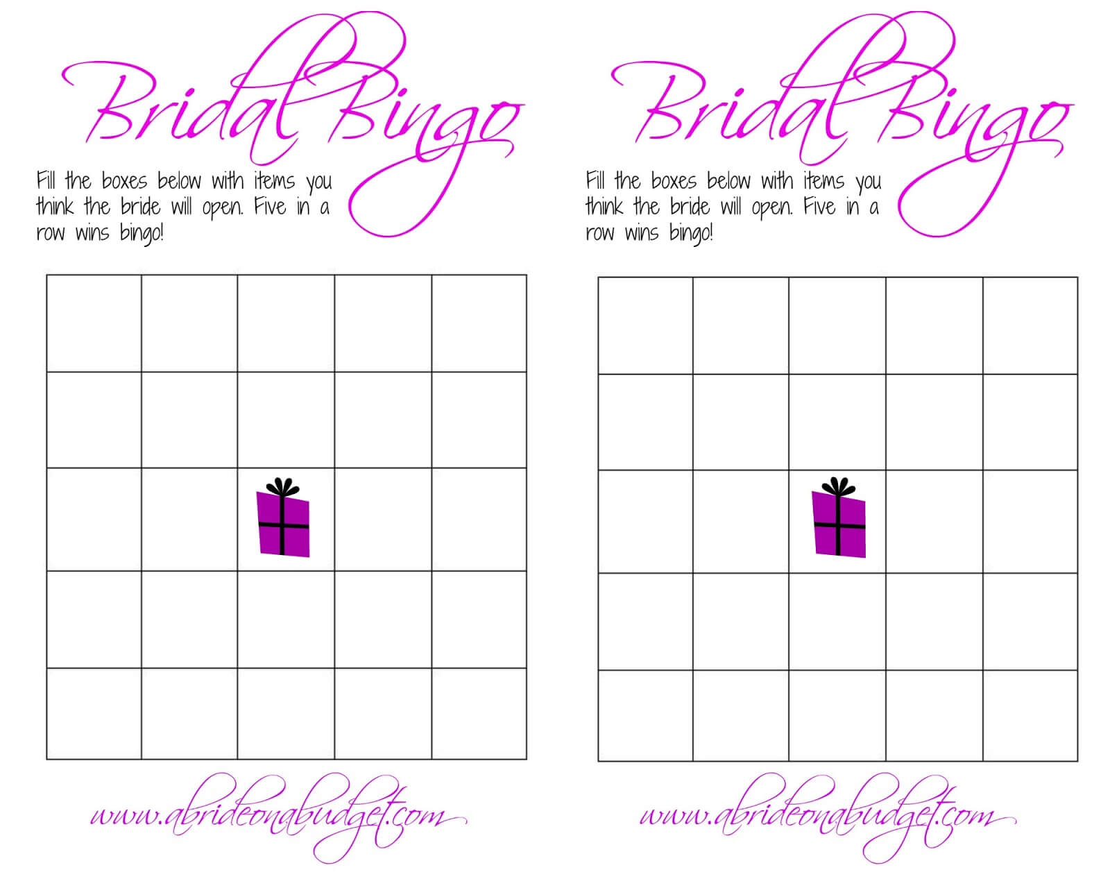 Free Bridal Bingo Template ] – Bridal Shower Bingo Template Within Blank Bridal Shower Bingo Template