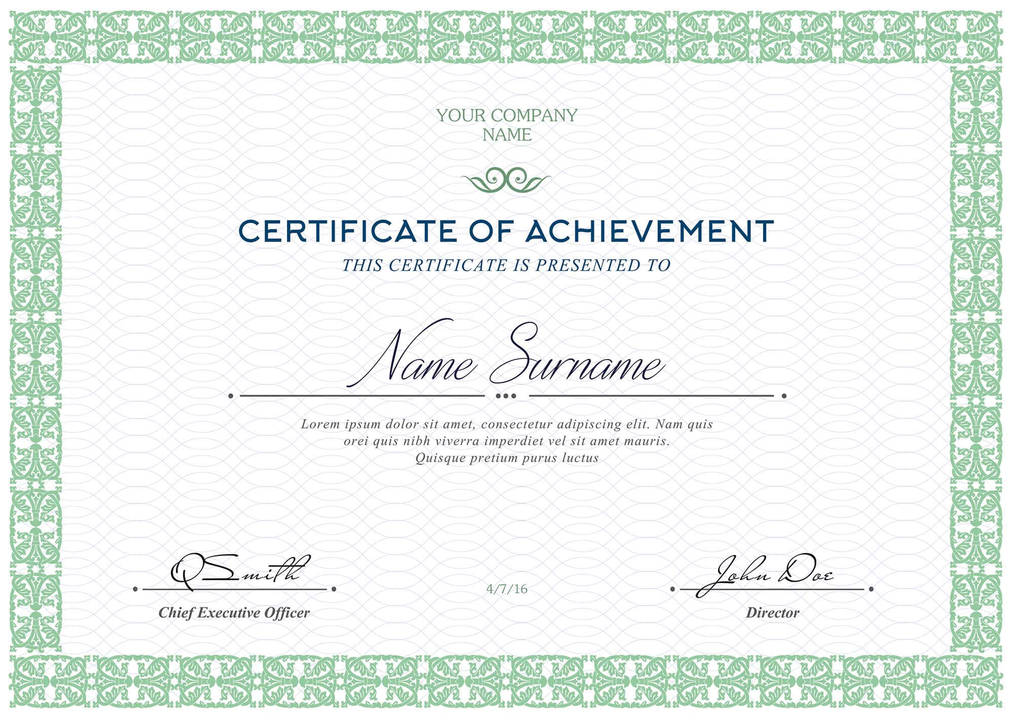 Free Certificates Templates (Psd) With Certificate Of Accomplishment Template Free