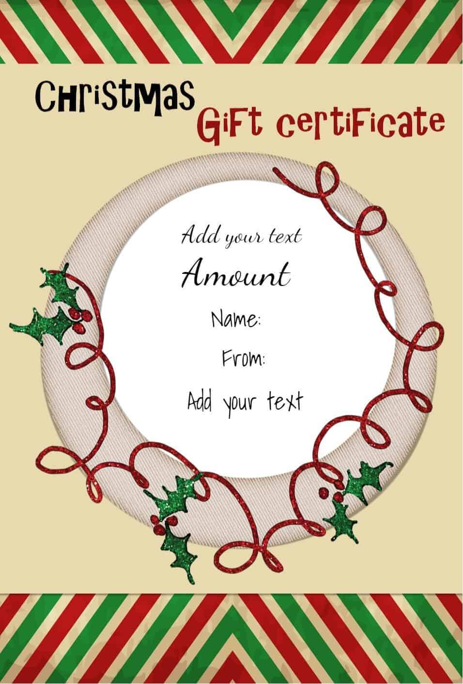 Free Christmas Gift Certificate Template | Customize Online For Homemade Christmas Gift Certificates Templates