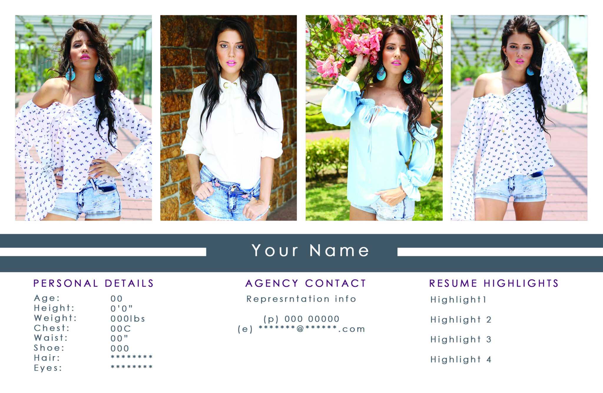 Free Comp Card Templates For Actor & Model Headshots within Free Model