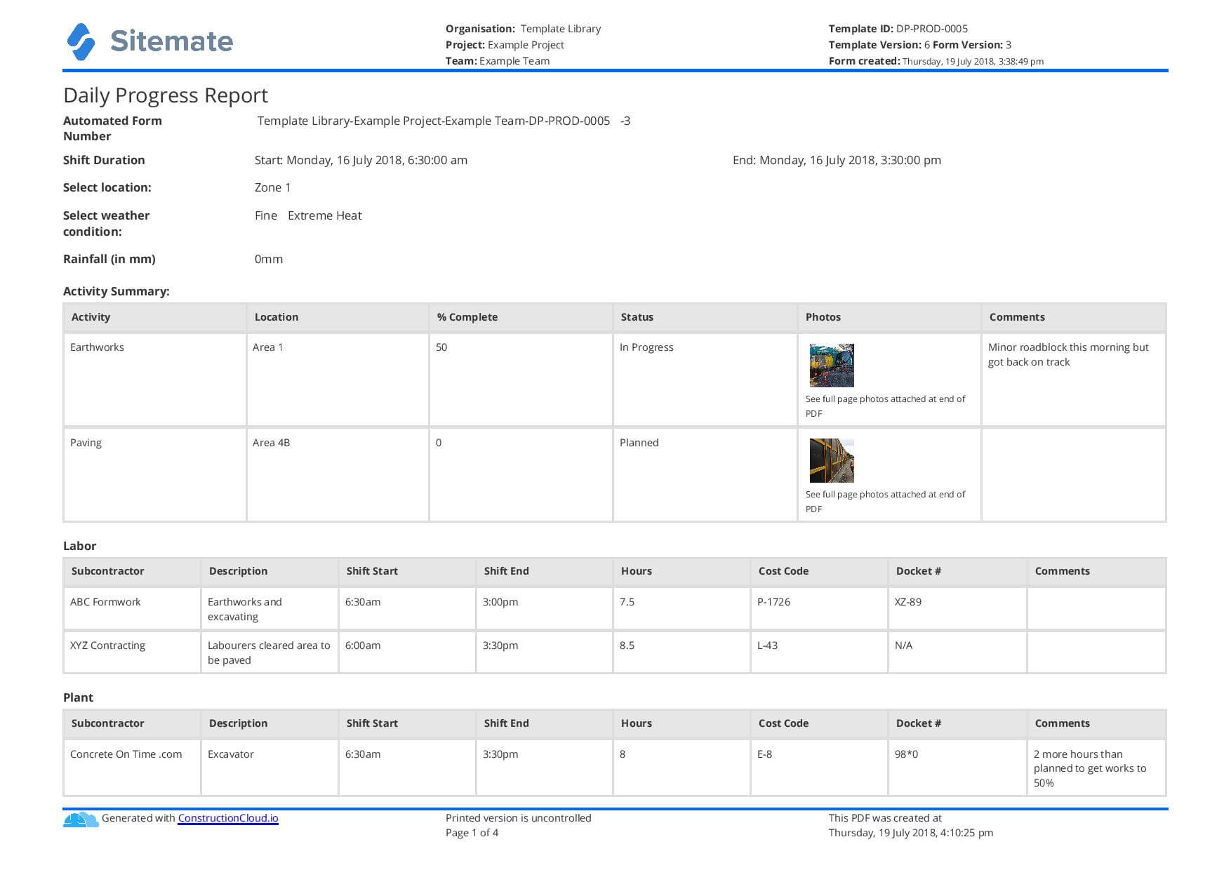 Free Construction Daily Report Template (Better Than Pdf Throughout Job Progress Report Template