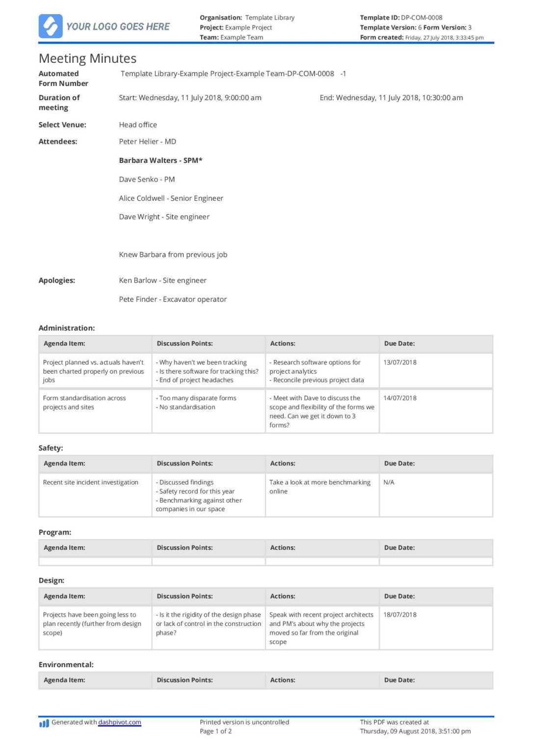 Free Construction Meeting Minutes Template (Better Than Regarding