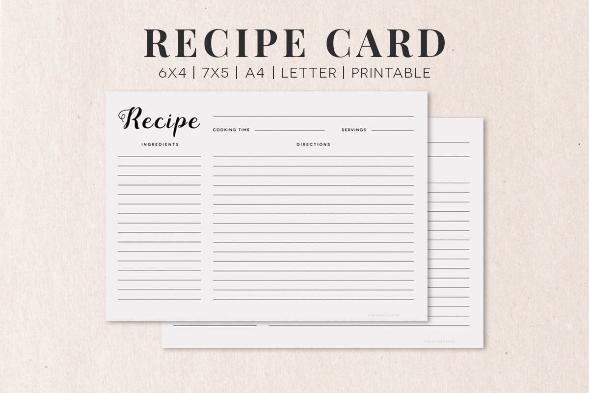 Free Cooking Recipe Card Template Rc1 – Creativetacos Regarding Restaurant Recipe Card Template