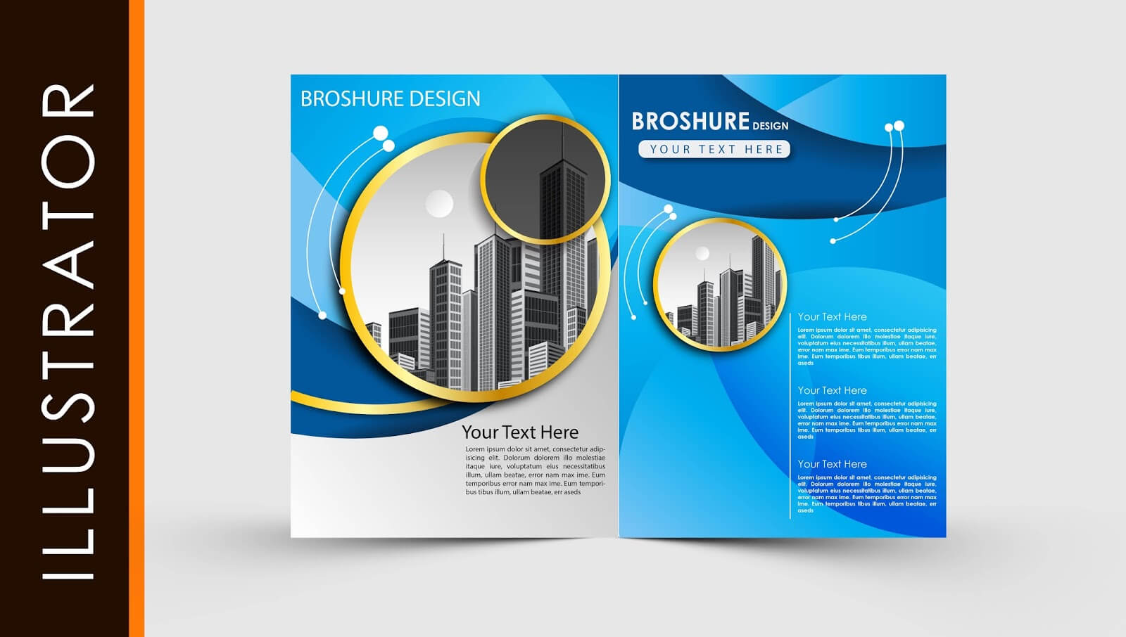 Free Download Adobe Illustrator Template Brochure Two Fold Within Brochure Template Illustrator Free Download