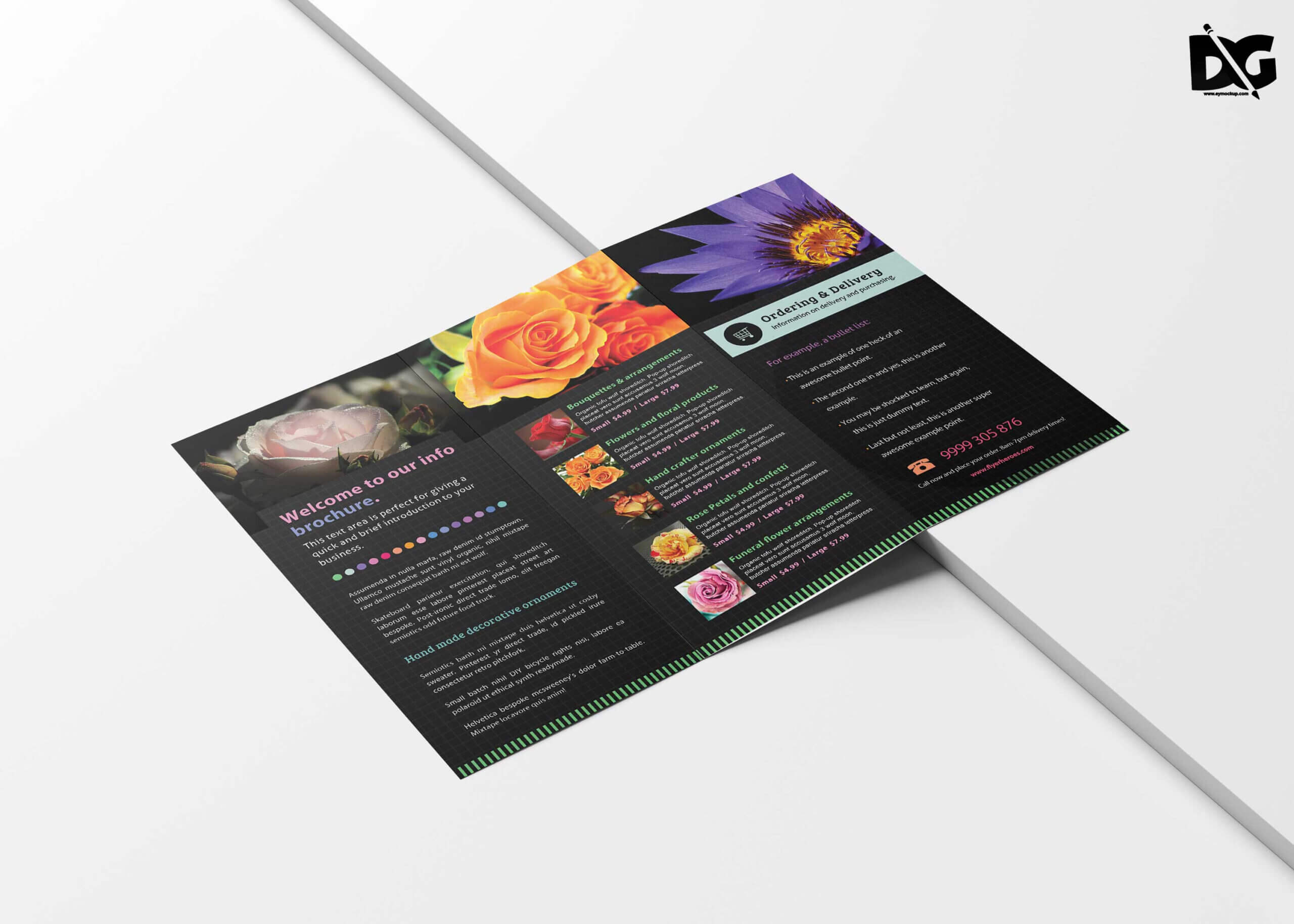 Free Download Psd Flower Shop Brochure Templates | Free Psd Throughout Pop Up Brochure Template