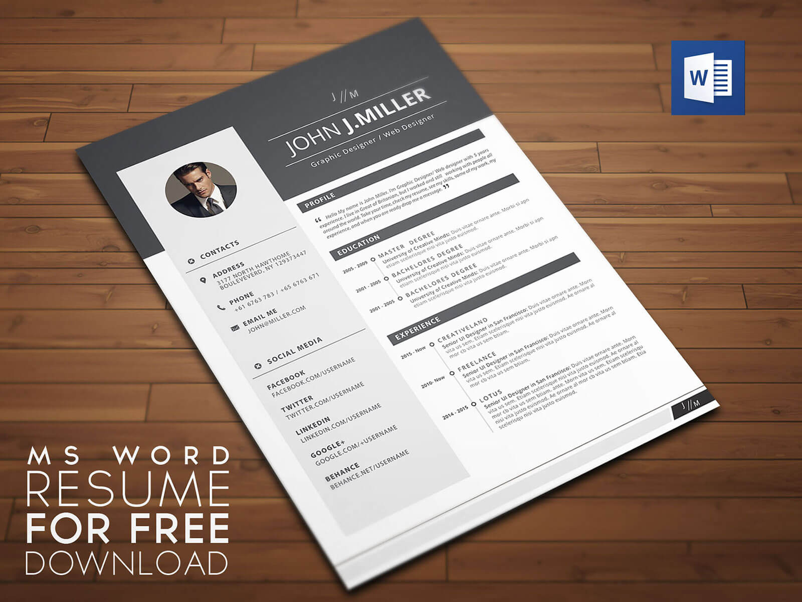 Free Download Resume (Cv) Template For Ms Word Format – Good With Microsoft Word Resume Template Free