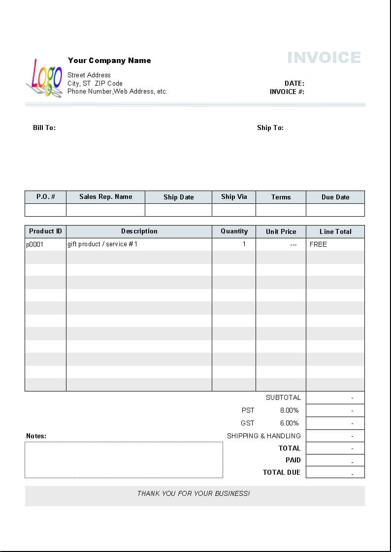 Free Downloadable Invoice Template Word Free Invoice Template Inside Free Downloadable Invoice Template For Word