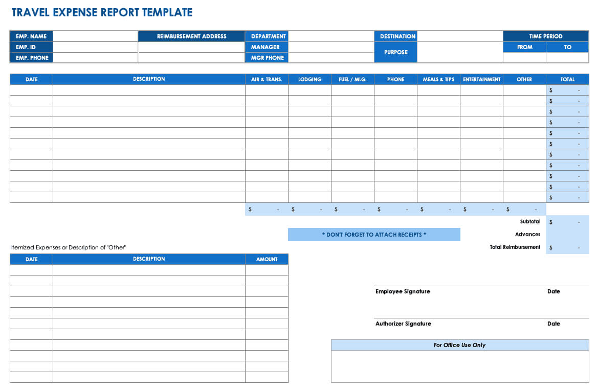 Free Expense Report Templates Smartsheet In Daily Expense Report Template