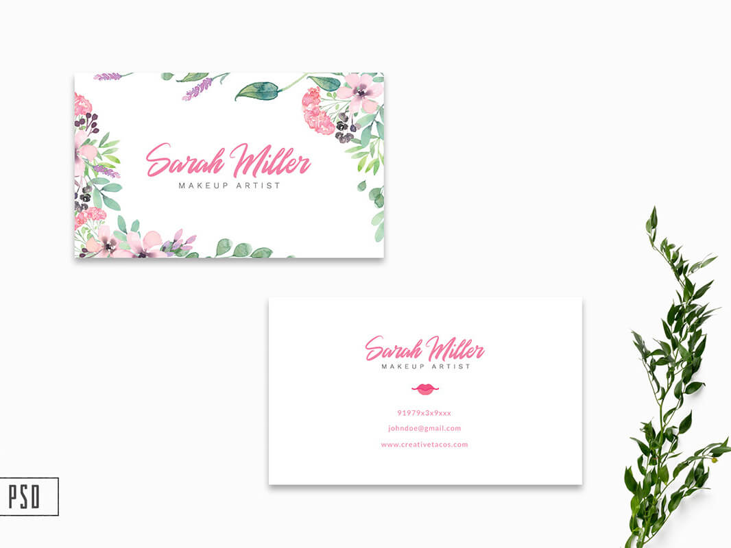 Free Floral Business Card Template V2Farhan Ahmad On Within Free Editable Printable Business Card Templates