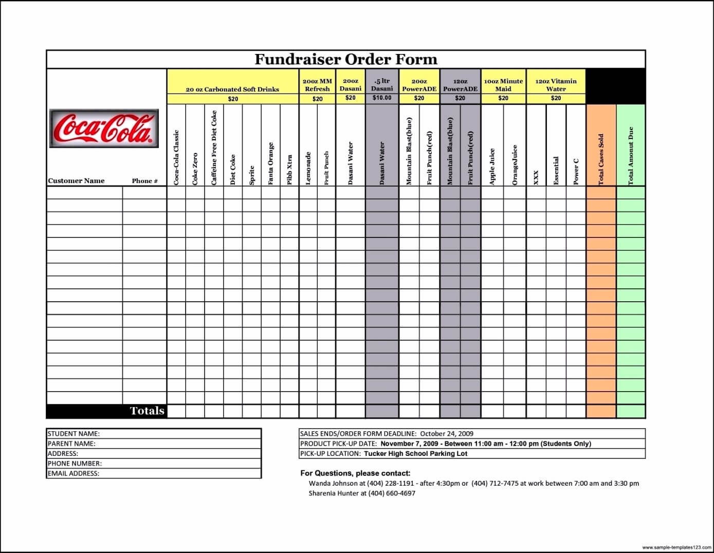 Free Fundraiser Order Form Template – Sample Templates Pertaining To Blank Fundraiser Order Form Template