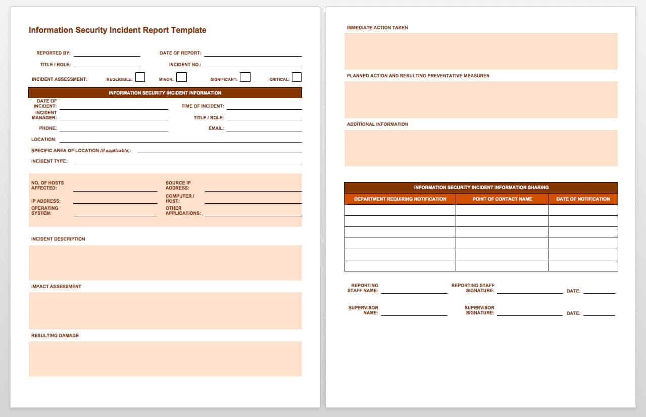 Free Incident Report Templates & Forms | Smartsheet For Computer Incident Report Template
