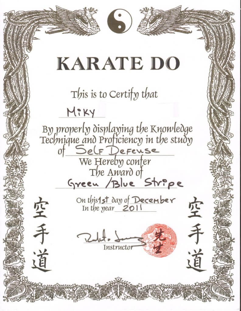 Free Karate Certificate Template | Certificatetemplatefree With Regard To Art Certificate Template Free