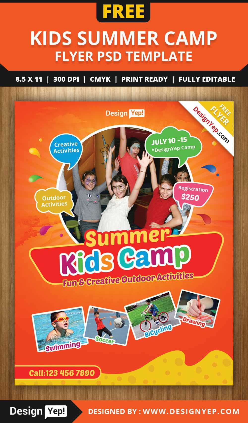 Free Kids Summer Camp Flyer Psd Template On Behance With Regard To Summer Camp Brochure Template Free Download