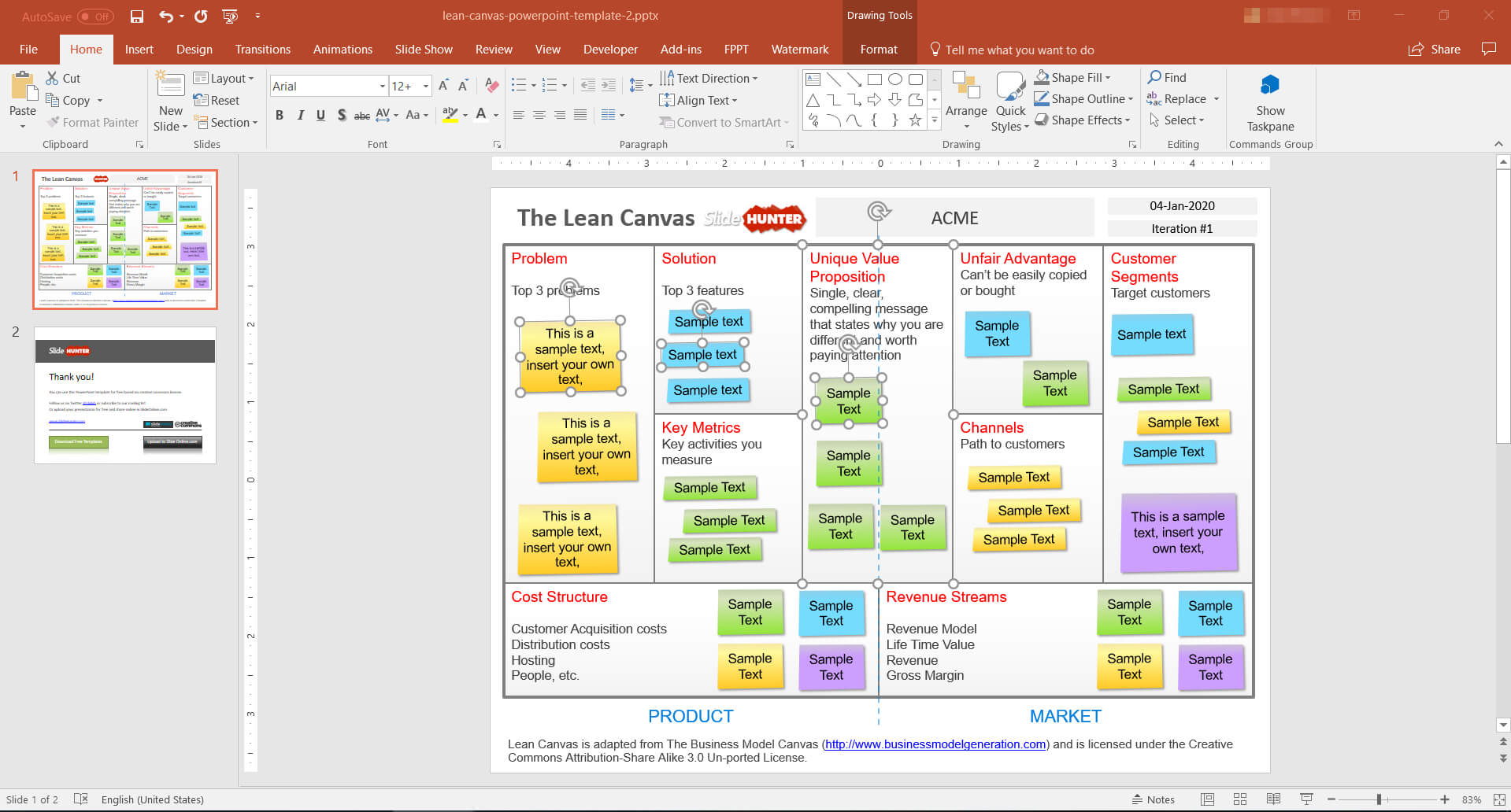 Free Lean Canvas Powerpoint Template – Fppt For Lean Canvas Word Template