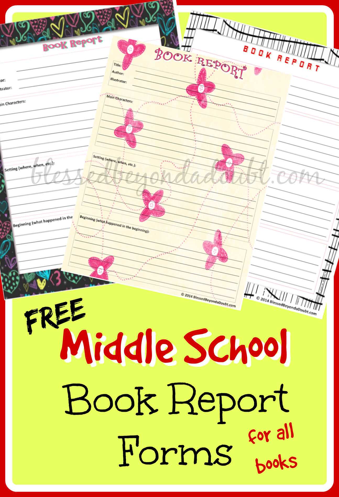 Free Middle School Printable Book Report Form! - Blessed For Middle School Book Report Template