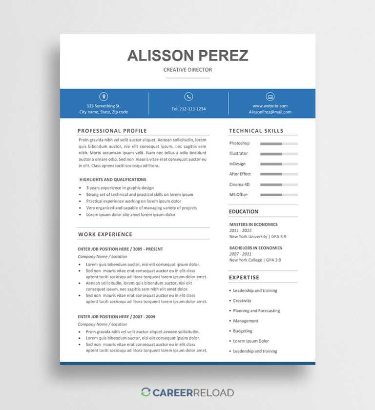 modern resume template free microsoft word