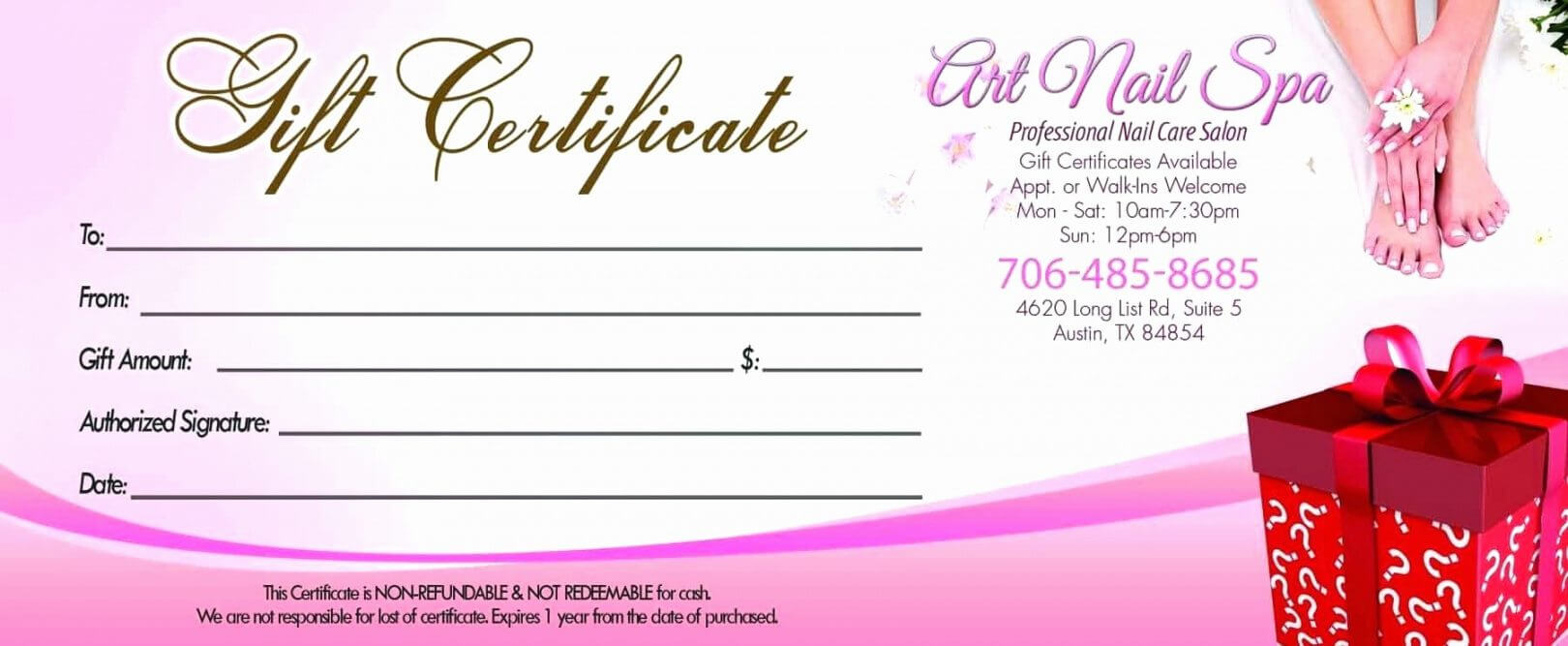 Free Nail Salon A Street Design For Template Nail Salon Gift Inside Walking Certificate Templates