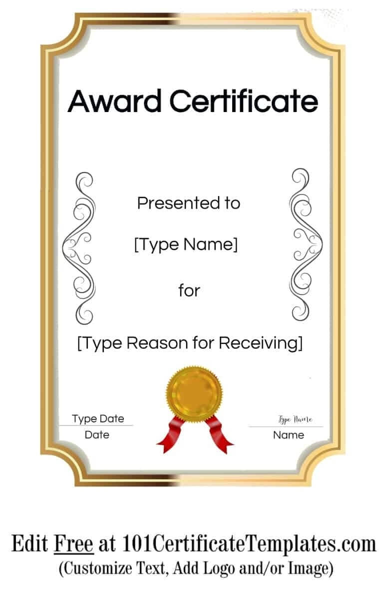 Free Printable Certificate Templates | Customize Online With With Free Printable Certificate Of Achievement Template