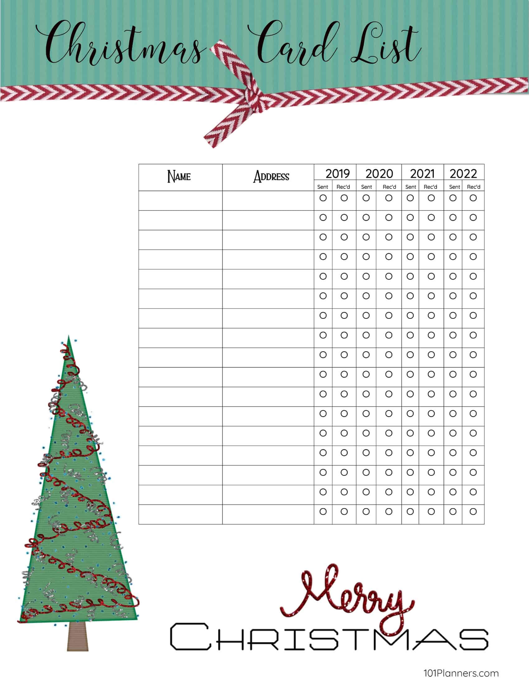 Free Printable Christmas Gift List Template Inside Christmas Card List Template