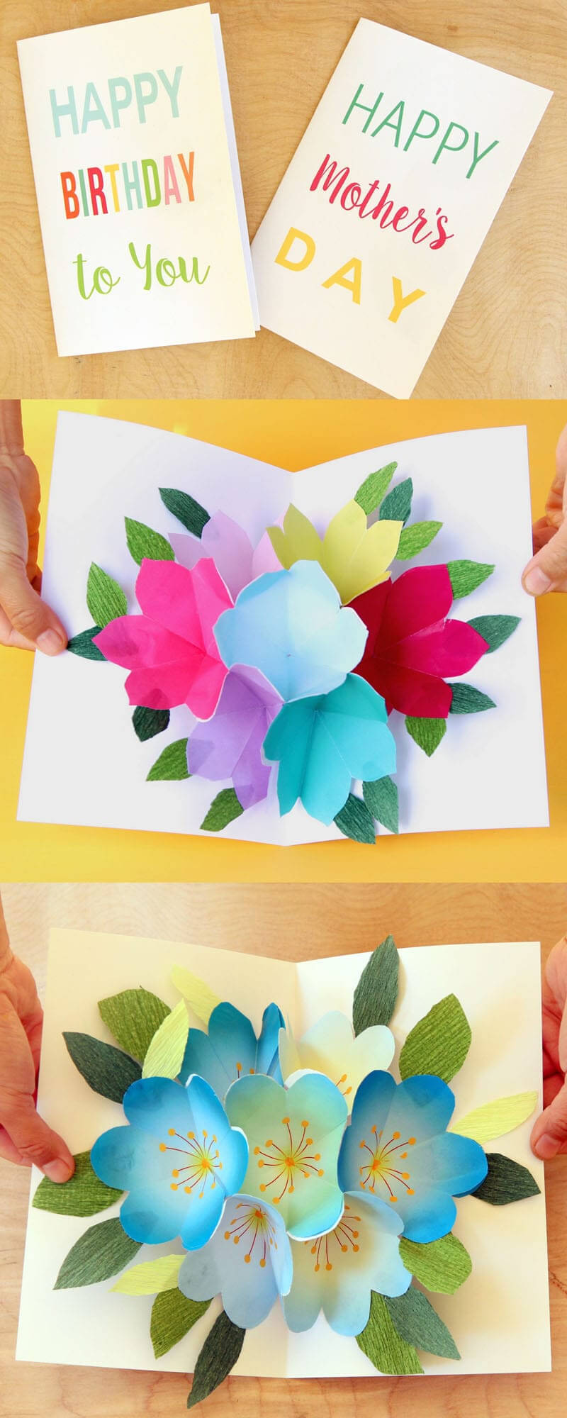 Free Printable Happy Birthday Card With Pop Up Bouquet – A With Regard To Free Printable Pop Up Card Templates