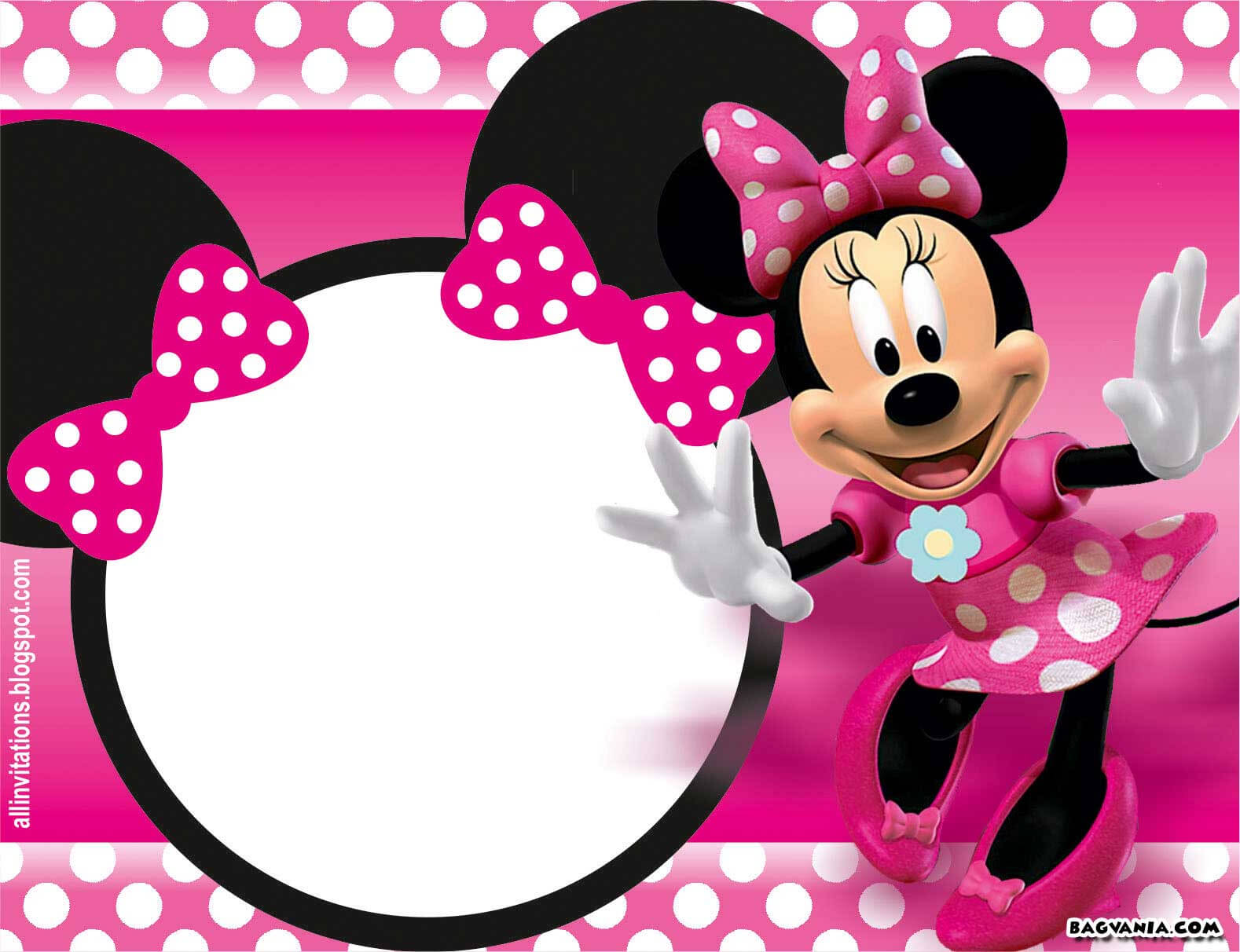 Free Printable Minnie Mouse Birthday Invitations – Bagvania In Minnie Mouse Card Templates
